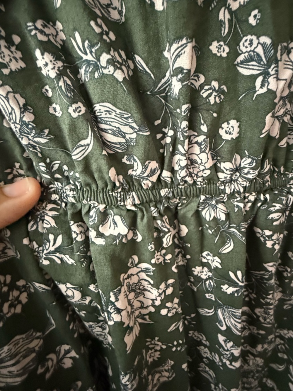 The Nines hy Hatch Maternity  Midi Dress in Olive Green with pale pink floral - Picture 6 of 6